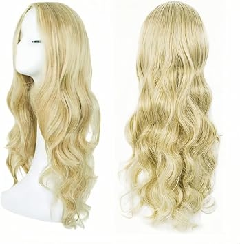 Blonde Wave Long Curly Wigs for Women Girls, 27'' Long, Full Hair Replacement Synthetic Wigs for Ladies Fancy Dress, Cosplay & Daily Use Light blonde