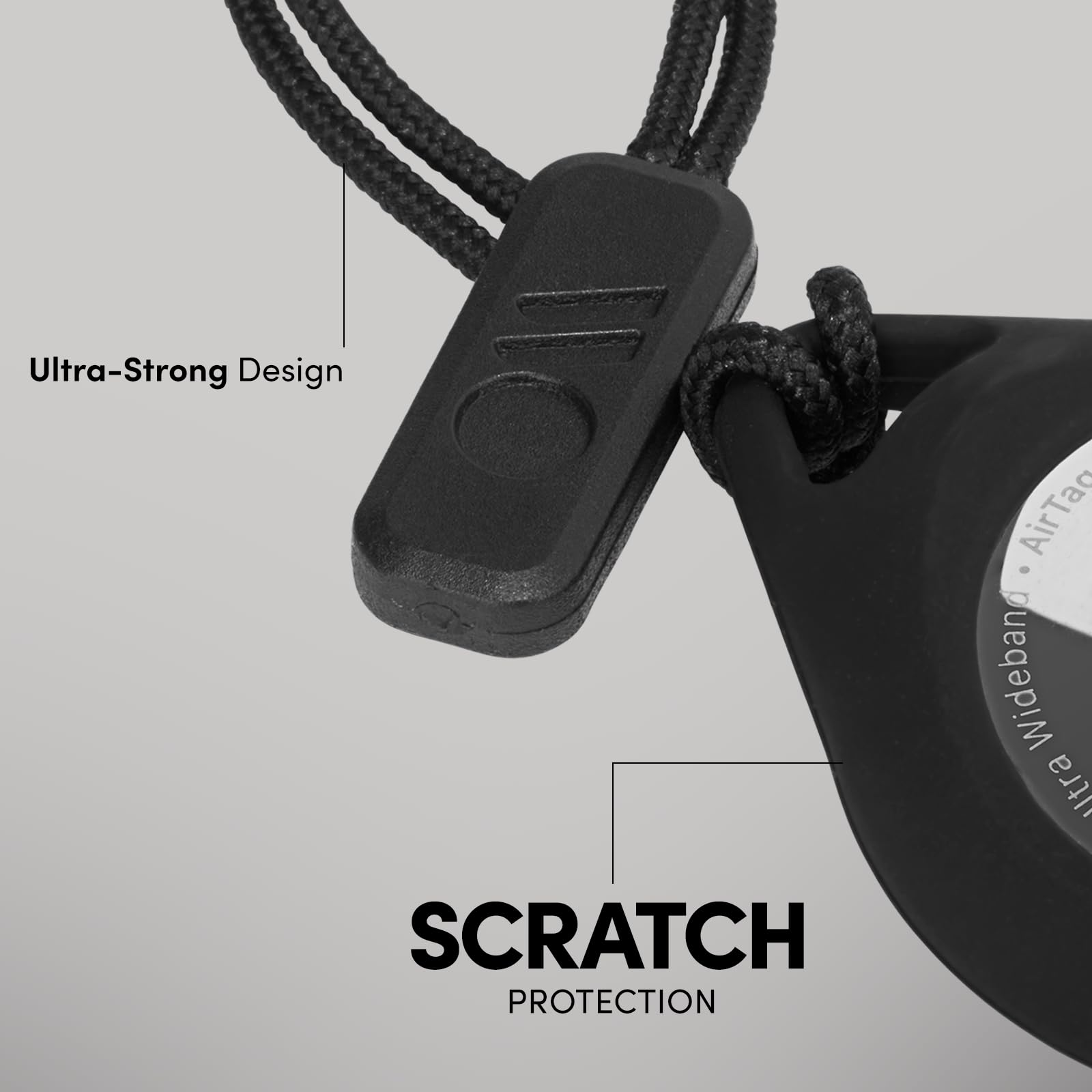 Case-Mate Uchwyt na AirTag, etui na Apple AirTags z wytrzymałym paskiem, ochronny brelok do kluczy z twardą obudową, na AirTag, na obrożę dla kota, klucze, bagaż, plecak, 4 sztuki, czarny