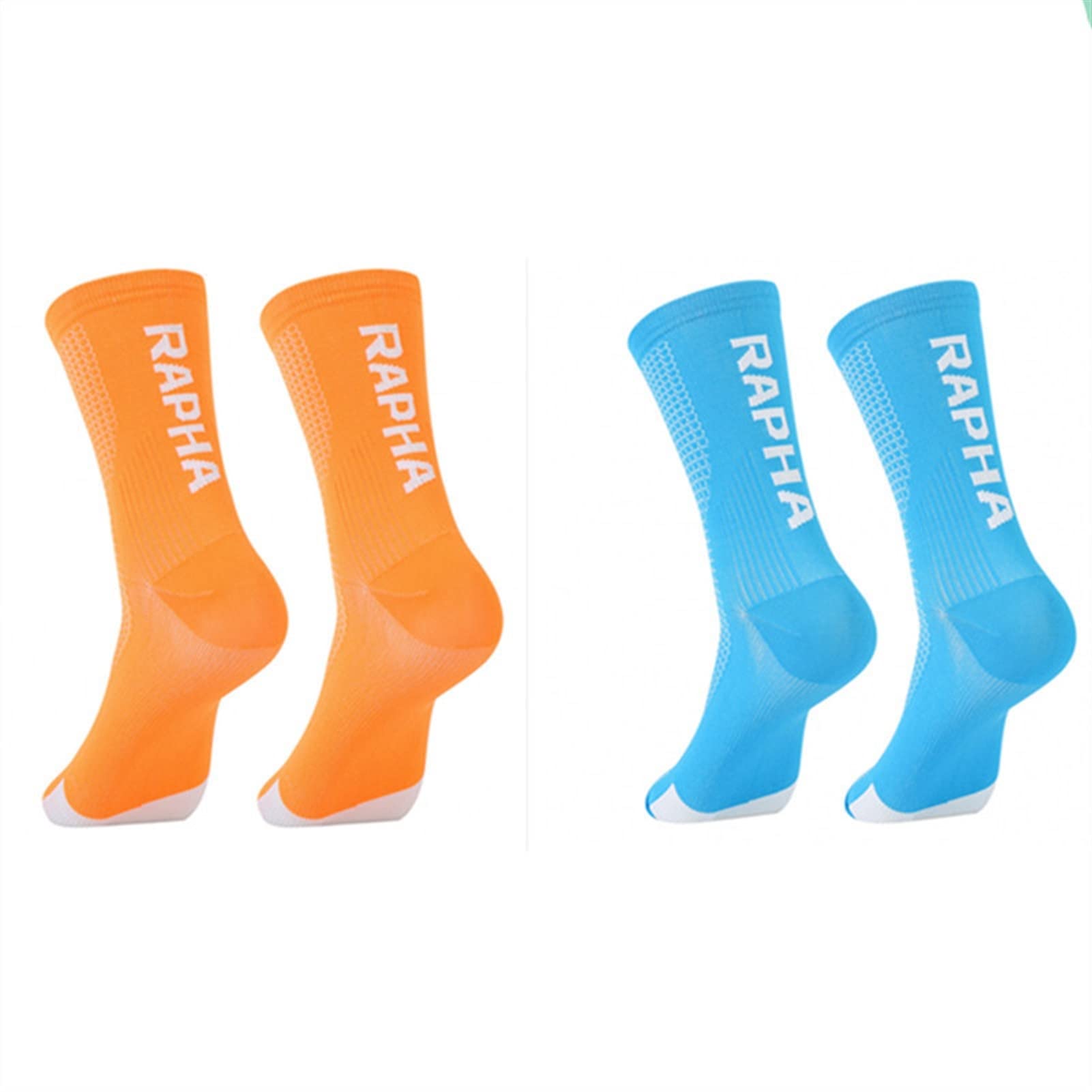 Sport Socken atmungsaktive Straße Fahrradsocken Outdoor Sports Racing Cycling Socke (Color : Orange and Sky Blue, Size : 39 to 45)
