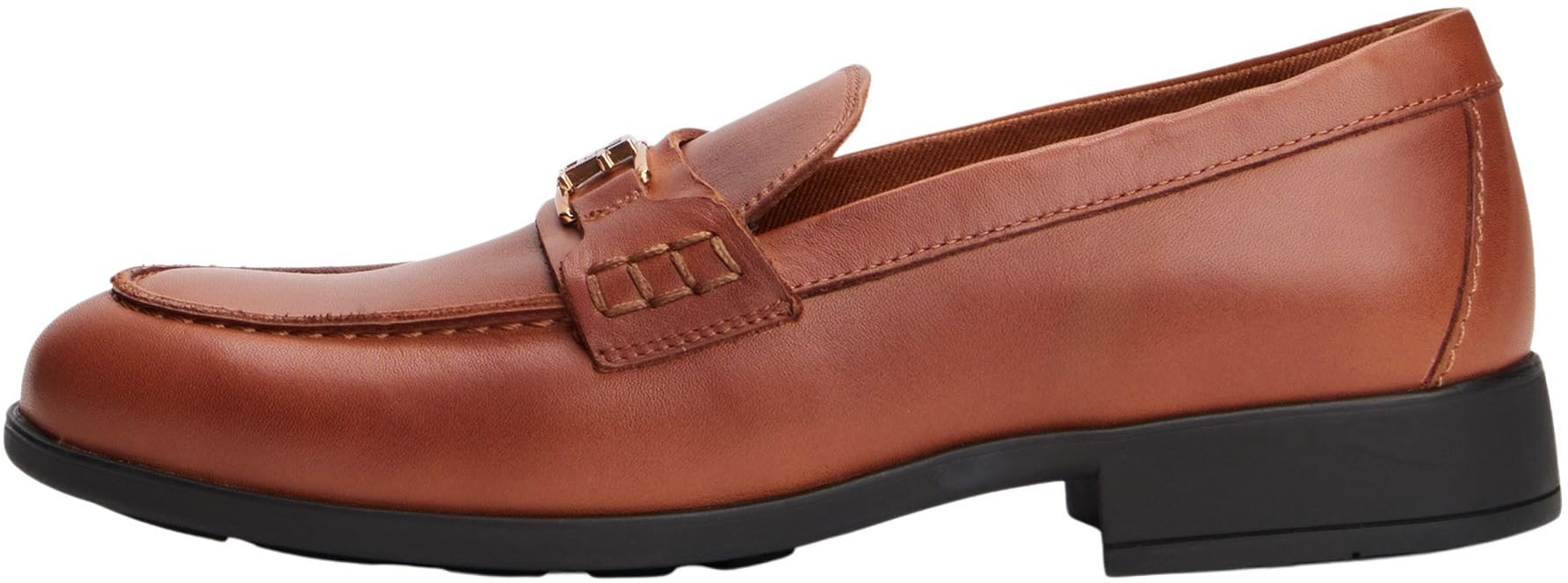 Tommy Hilfiger Women’s Logo Leather Loafers, Brown (Cinnamon Bark), 7