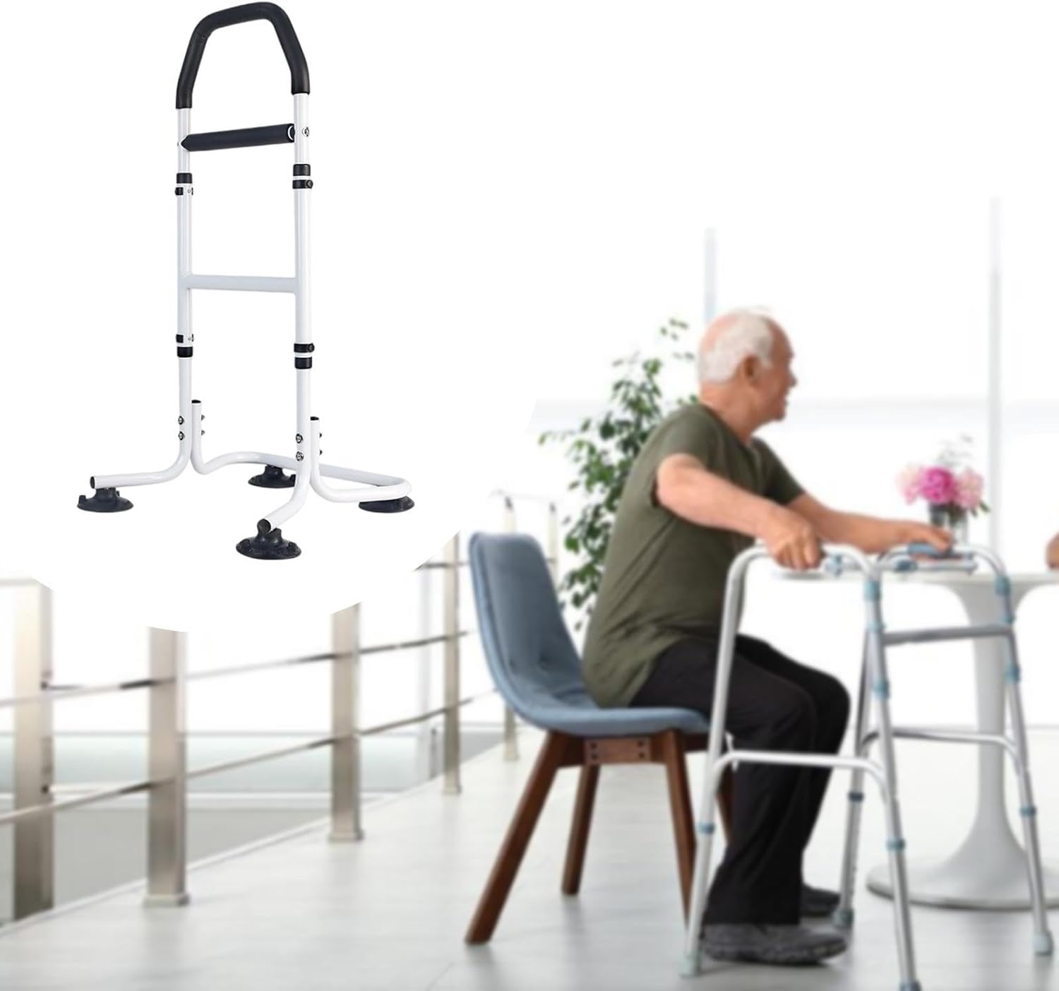 高齢者用トイレ補助椅子、立ち上がり支援機能付き, B