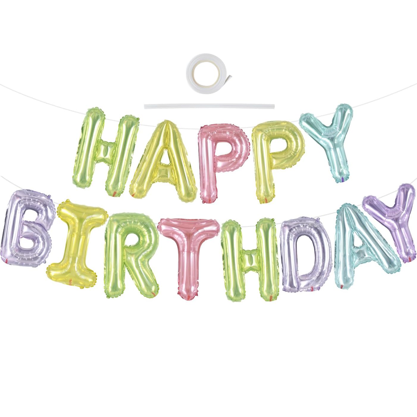 TONIFUL 16 Inch Colorful Mylar Foil Birthday Balloons Banner Happy Birthday Balloon Letters for Adults & Girls Boys Kids Birthday Decorations Party