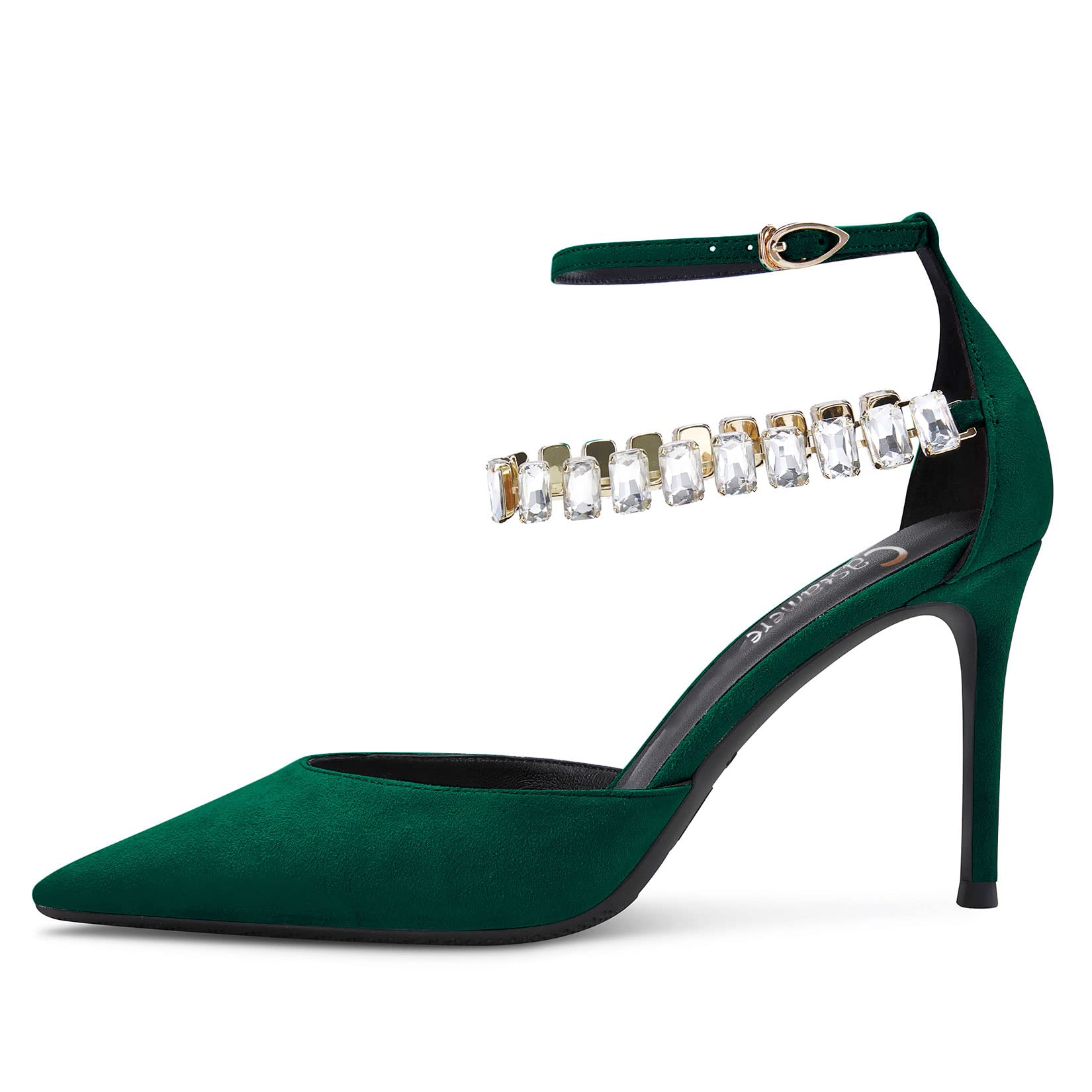 Castamere Mujer Aguja Alto High Heel Correa Tobillo Pumps Diamante Cristal Puntiaguada Punta Sandalias 8 CM Heels Dress Zapatos