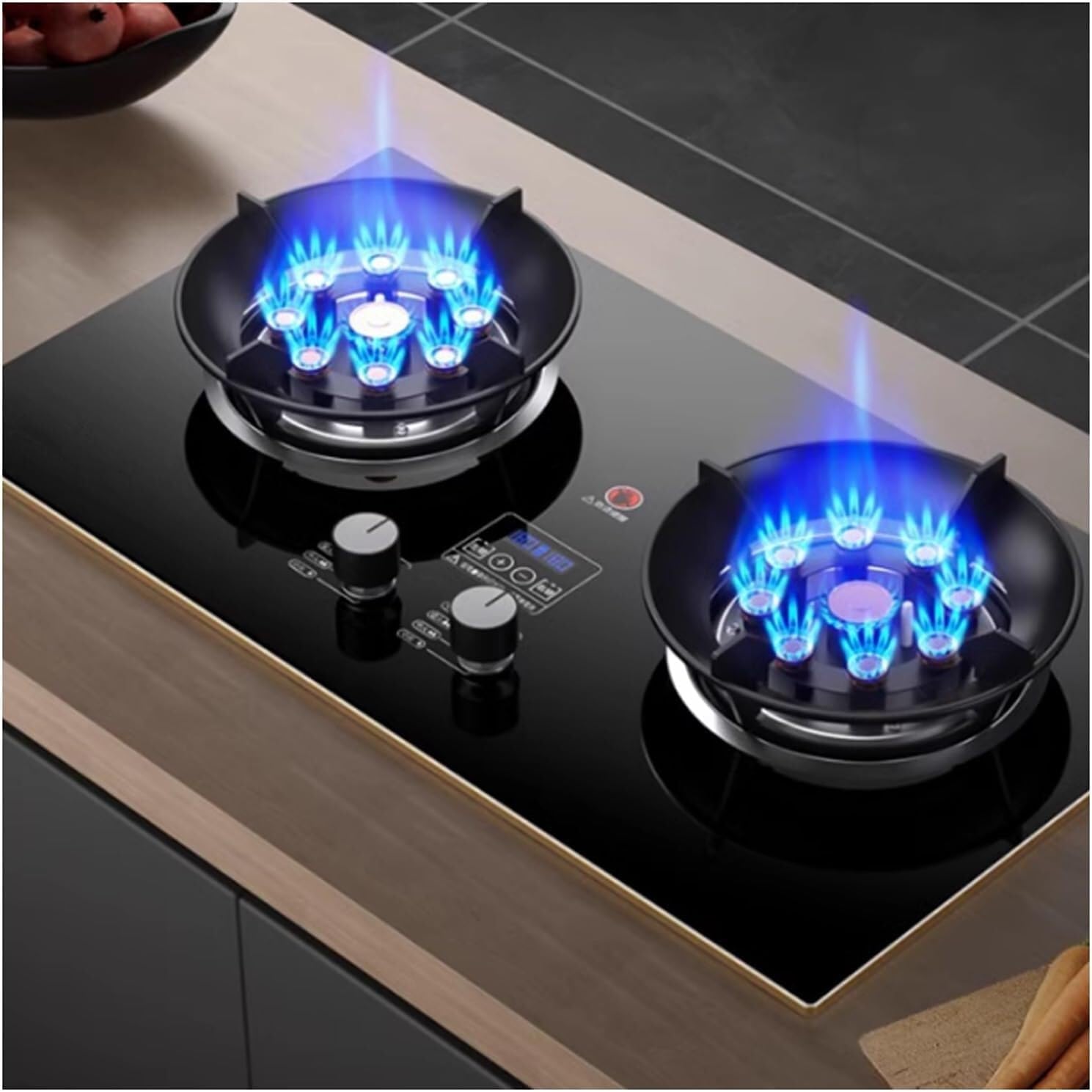 Gas Stove 2 Burners,NG/LPG Convertible,Built-in Black Glass Gas Hob with Flame Failure Protection,Fire Power 5.2KW/17742.4BTU,Desktop/Embedded(Lpg)