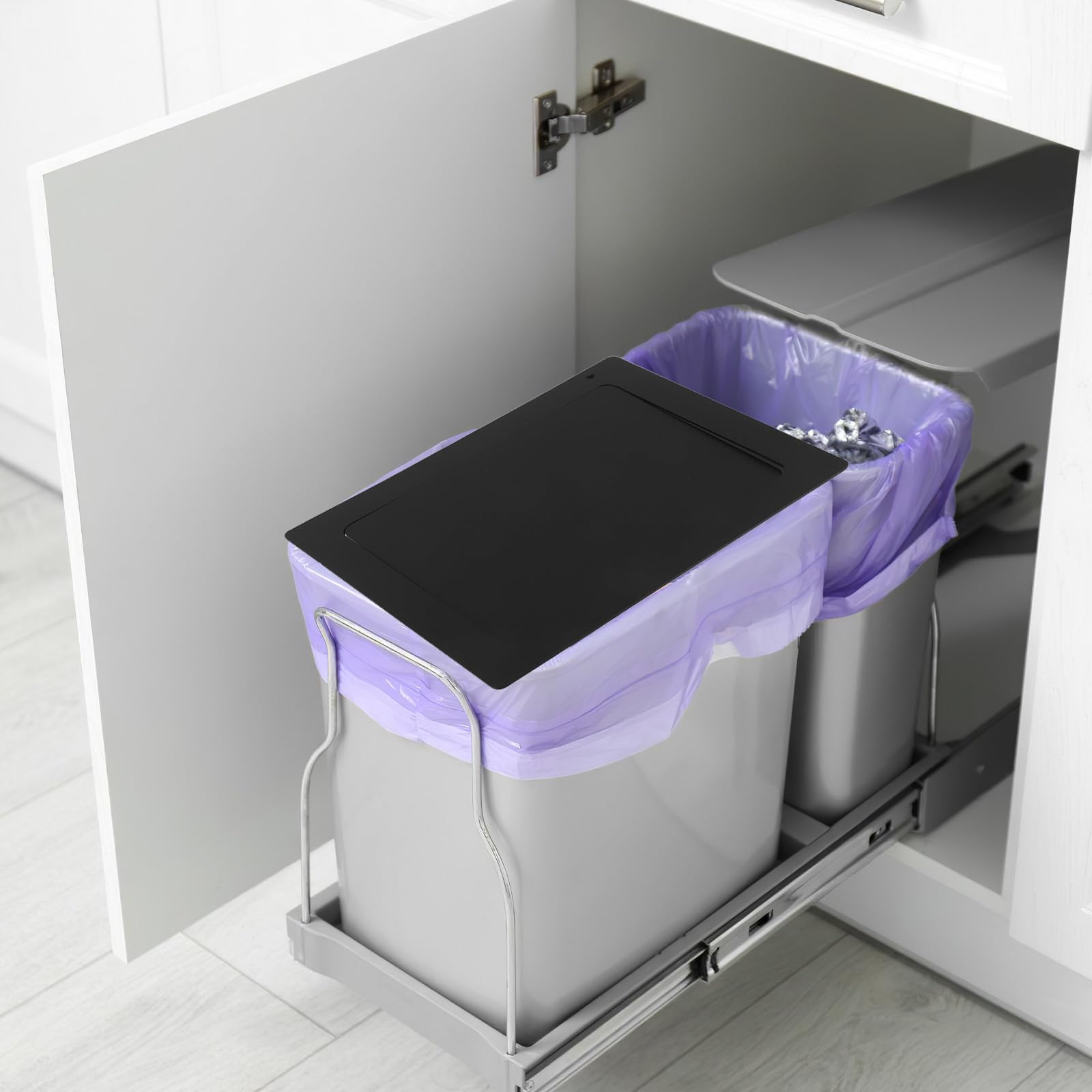 NUOBESTY Pattumiera 304 da in e Inossidabile Acciaio Coperchio Interno Apertura Laterale, Design Rettangolare Moderno Bagno e Spazi Commerciali