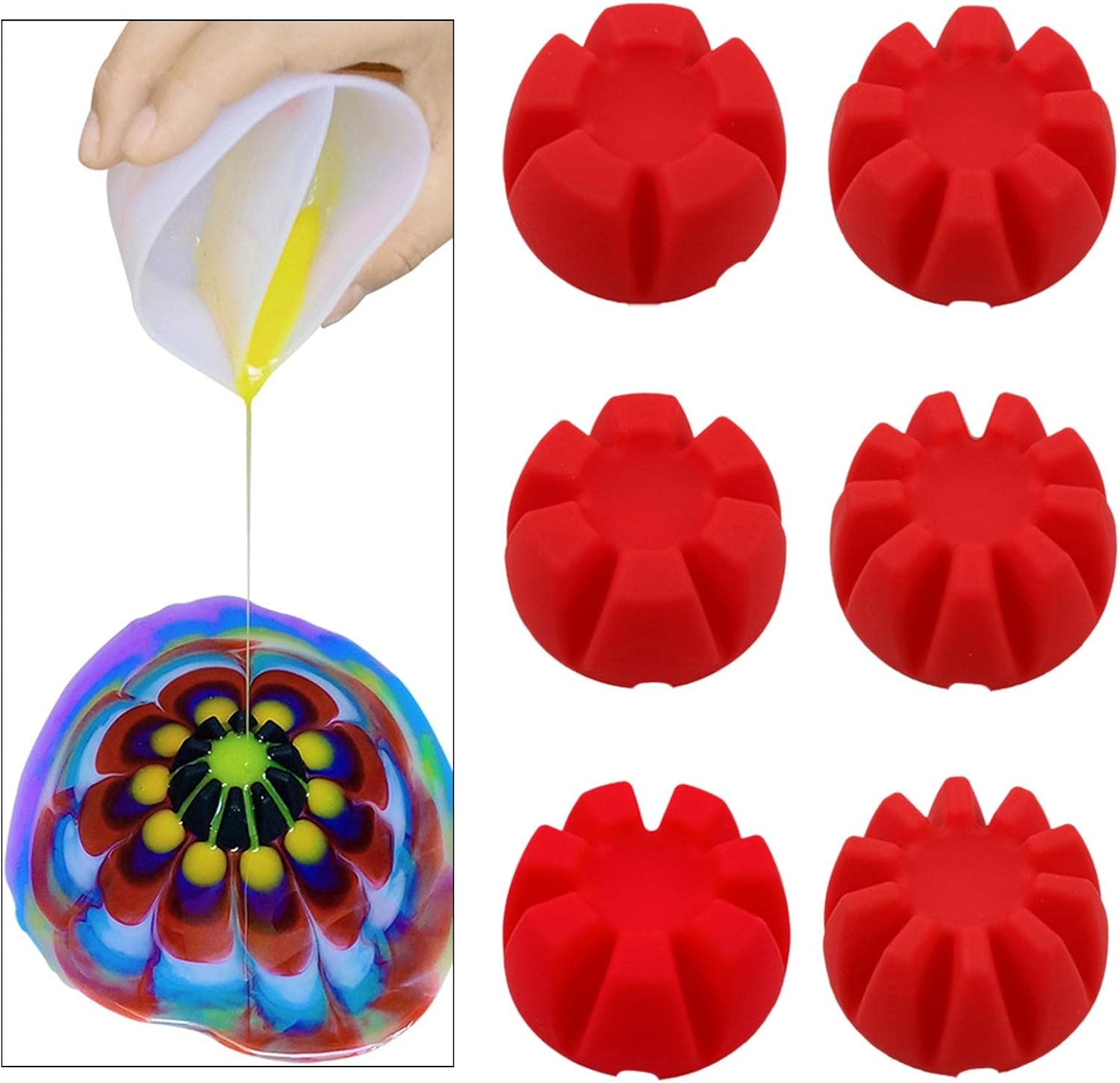 超美品の Dickly 6 個再利用可能なフラワーベースシリコーンモデルエポキシ樹脂注ぐキャンドル作り工芸品手作りカップジュエリーメイキングツールアクセサリー 赤 Lcoo Edu In