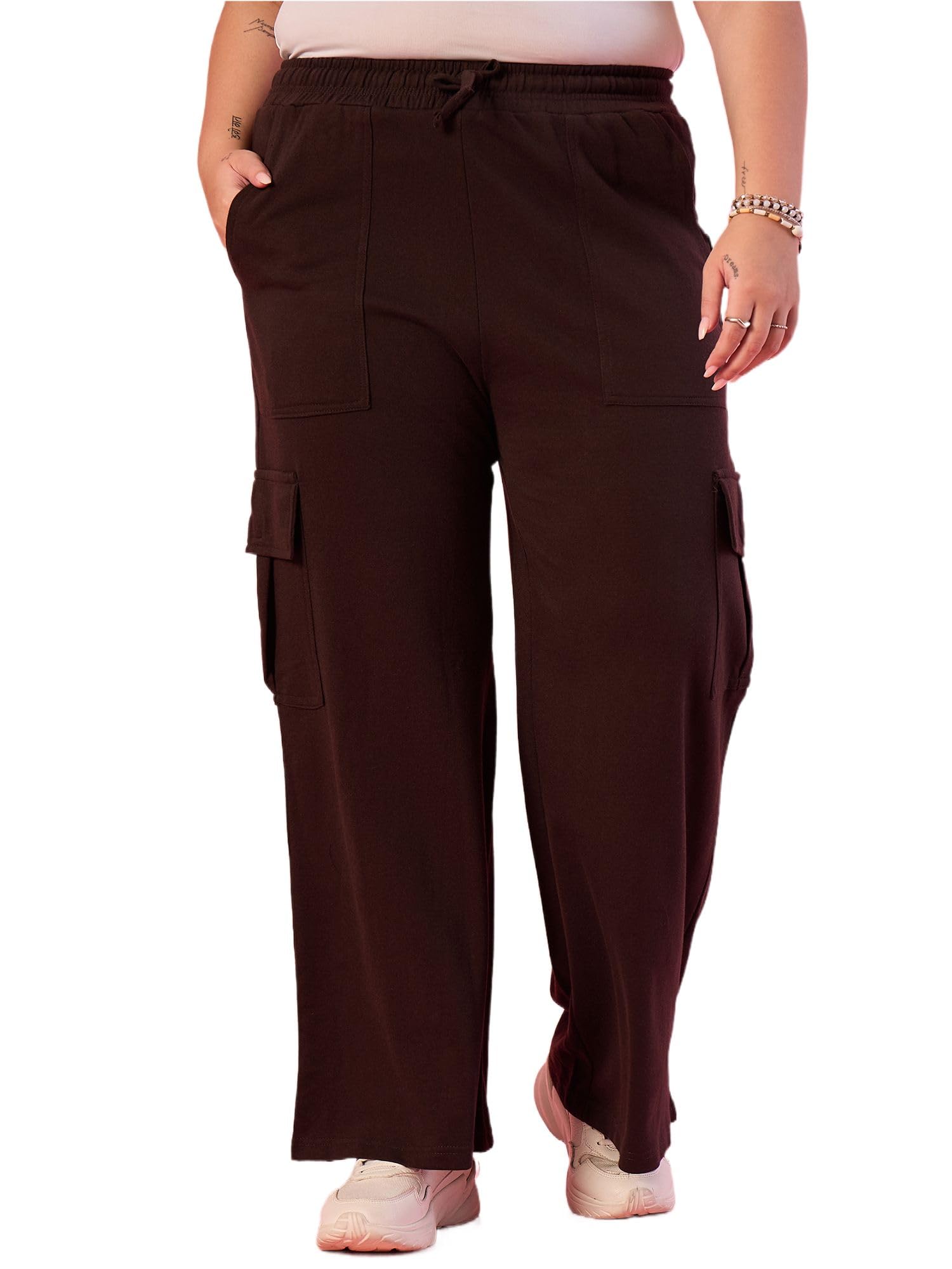 ds fashion Women’s Multi-Pocket Cargo Pants | High Waist Wide Leg Trousers with Elastic Waistband & Drawstring | Stylish Korean-Style Flared Cargo Bottoms for Travel, Gym, Casual & Office Wear-picture-22