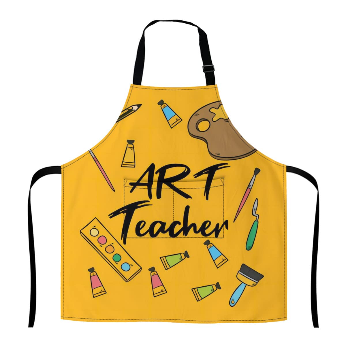 874 Bbq Apron, Art Teacher Gift Cooking Apron Waterproof Chef Apron Multi-Purpose Kitchen Pinafore For Adult Home Party