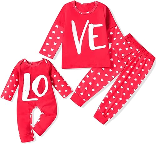 Aalizzwell Trajes a juego para el día de San Valentín para bebés, hermanos, hermanas, hermanos