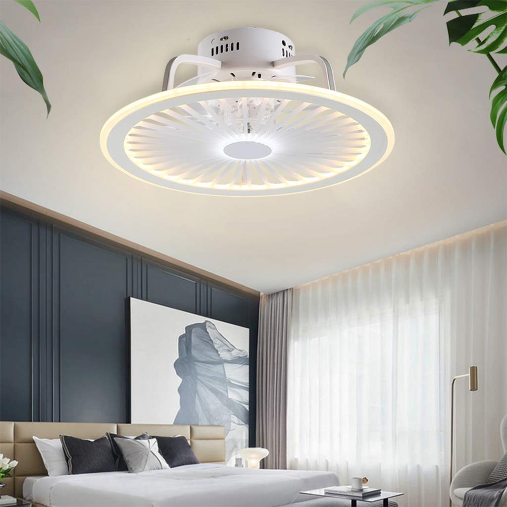 Deckenventilatoren Mit Beleuchtung Dimmbar, Dimmbarer Windgeschwindigkeit, Moderne LED 40W Deckenleuchte Leise Ventilator Pendelleuchte Für Schlafzimmer Wohnzimmer Büro Lampe Weiß