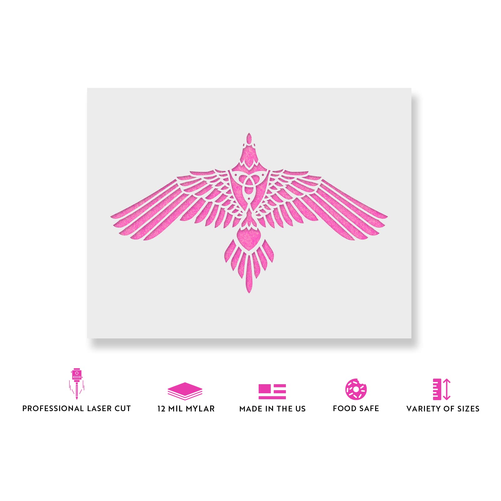 Raven Tribal Art Stencil - Bird, Flying Raven