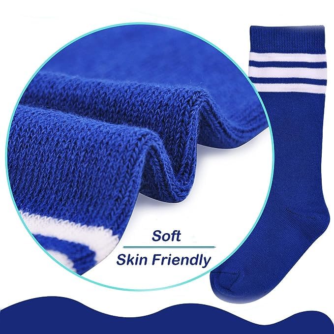 American Trends Kids Soccer Socks for Toddler Boys Girls Knee High Socks Stripes Cotton Sport Long Tube Sock4