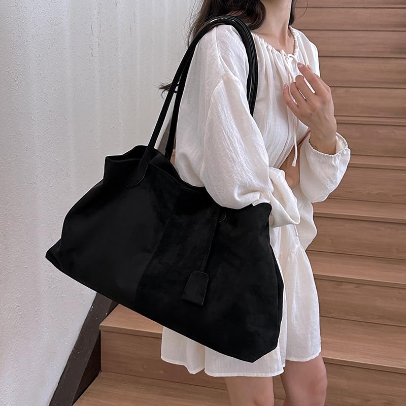 Slouchy Hobo Bag for Women, Vintage Faux Suede Tote Bag, Large Capacity Brown Purse for Fall Winter4