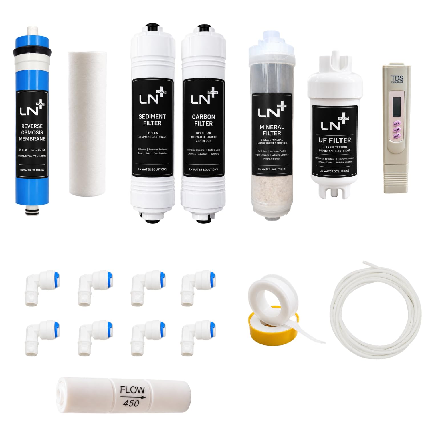 Complete 100 GPD RO Water Purifier Service Kit with RO Membrane, Mineral Filter, Sediment Filter, Carbon Filter, UF Membrane, TDS Meter & Installation Accessories-image-43