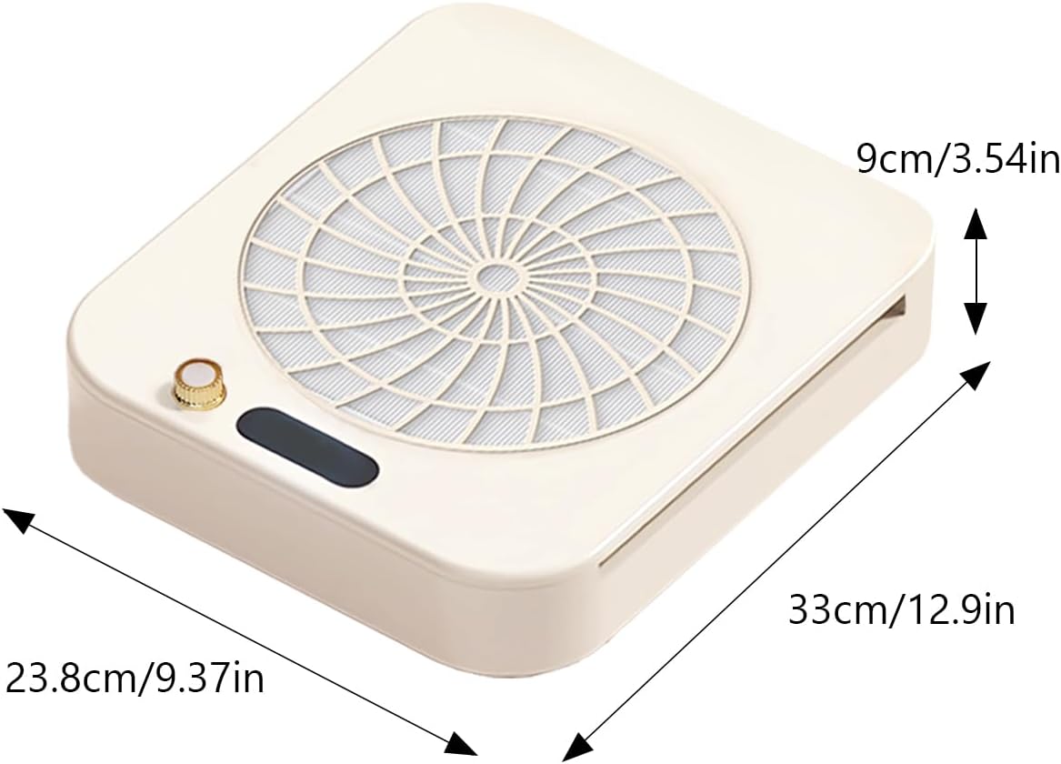 4300RPM Low Noise Nail Dust Collector - 45 Gear Adjustable Vacuum Fan Dust Extractor with Reusable Filter and LED Display,Green Nail Tech Tool for Home and Professional Salon Use