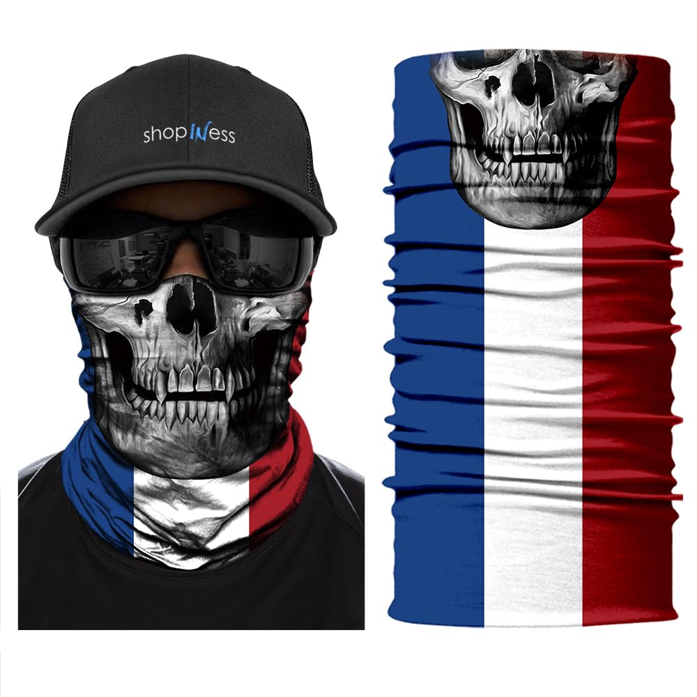 ShopINess Pañuelo bandana Braga Cuello Multifunción Unisex Adulto para Moto Deporte Fiestas Halloween Carnaval Bandera Países Fútbol Deporte Eventos Calavera