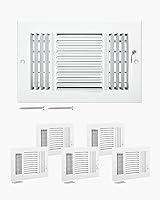 VEVOR 6x10 Inch Air Vent Covers 6-Pack - Rustproof HVAC Return Grilles for Wall & Ceiling, Adjustable Metal Dampers, White