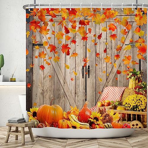 ASDCXZ Leaves Shower Curtain 180x180 cm, Waterproof Fabric Shower Curtains - Image 3