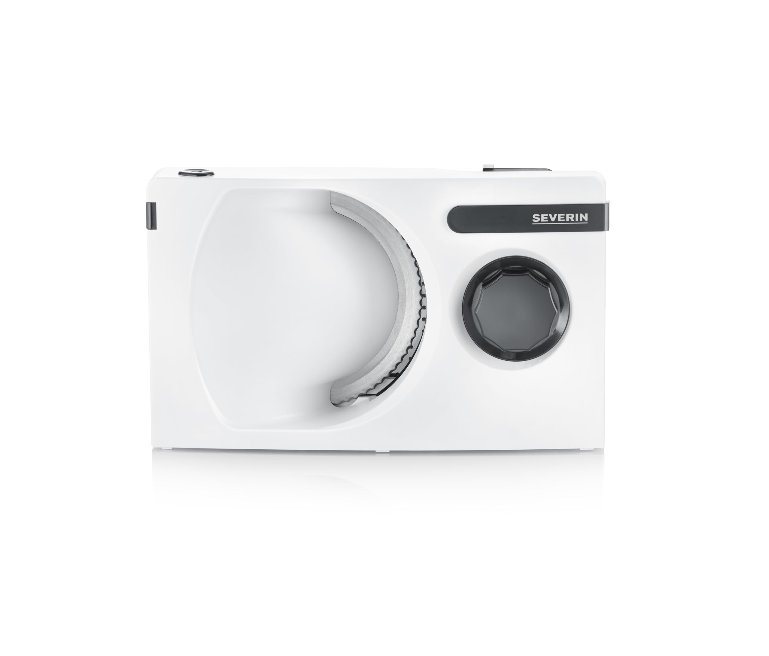 SEVERIN Affettatrice pieghevole, 100W, Motore DC, Spessore 0-15 mm, Lama RSG Solingen Removibile, Interruttore Sicurezza, Salvaspazio, 10,1 x 20,2 x 33,1 cm, Bianco/Nero - AS 3912