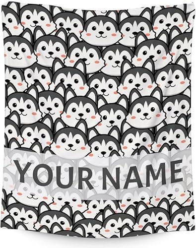 Manta de Husky personalizada con nombre para los amantes de los perros, suave, mullida y acogedora, manta tamaño regazo de 30 x 40 pulgadas, para