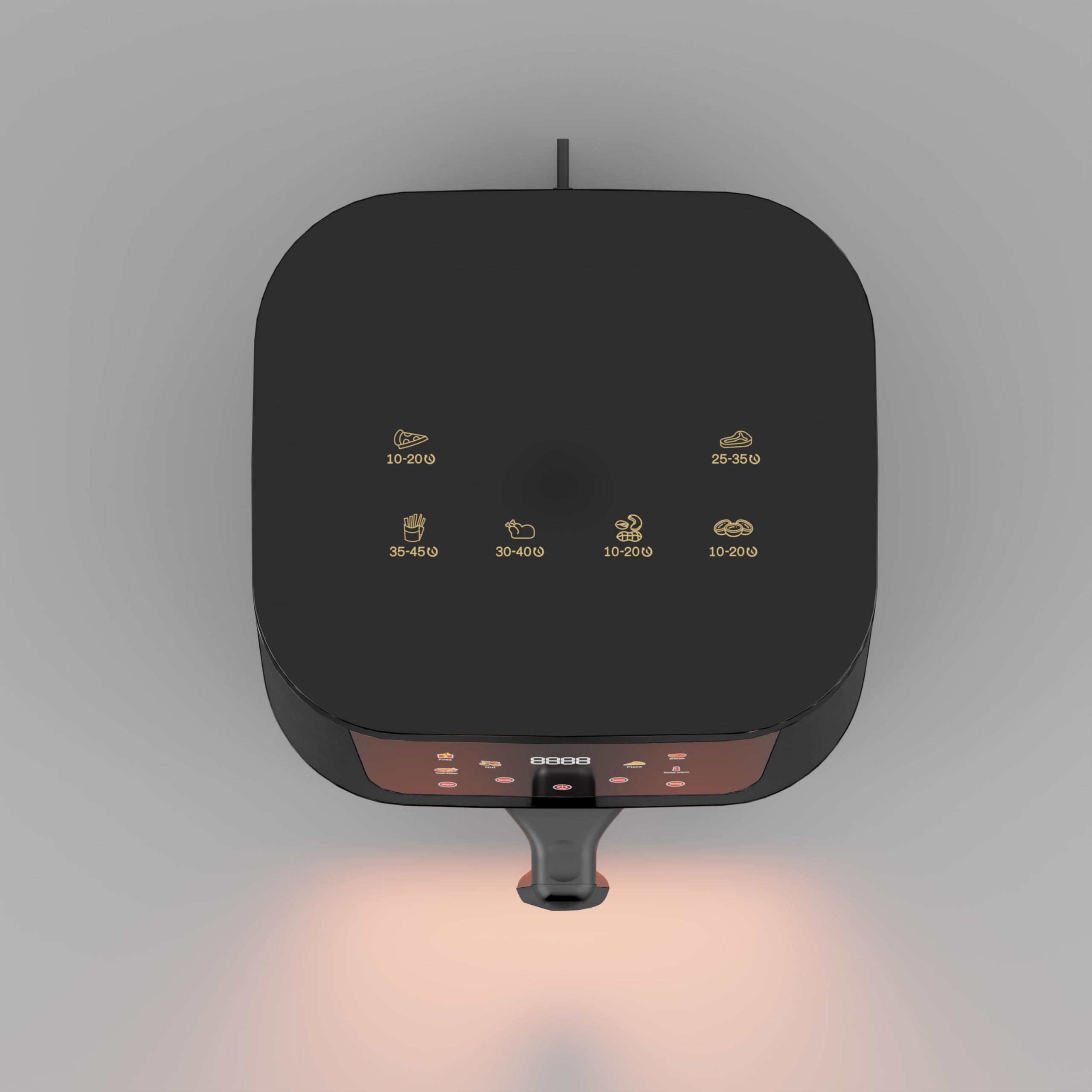 Friggitrice ad Aria 8L 1400W con Schermo Touch a Colori – 0-200°C, 7 Programmi Automatici (Patatine, Pizza, Carne, Pesce, Ali, Frutta Secca, Riscaldamento) – Griglia + Ricettario Inclusi