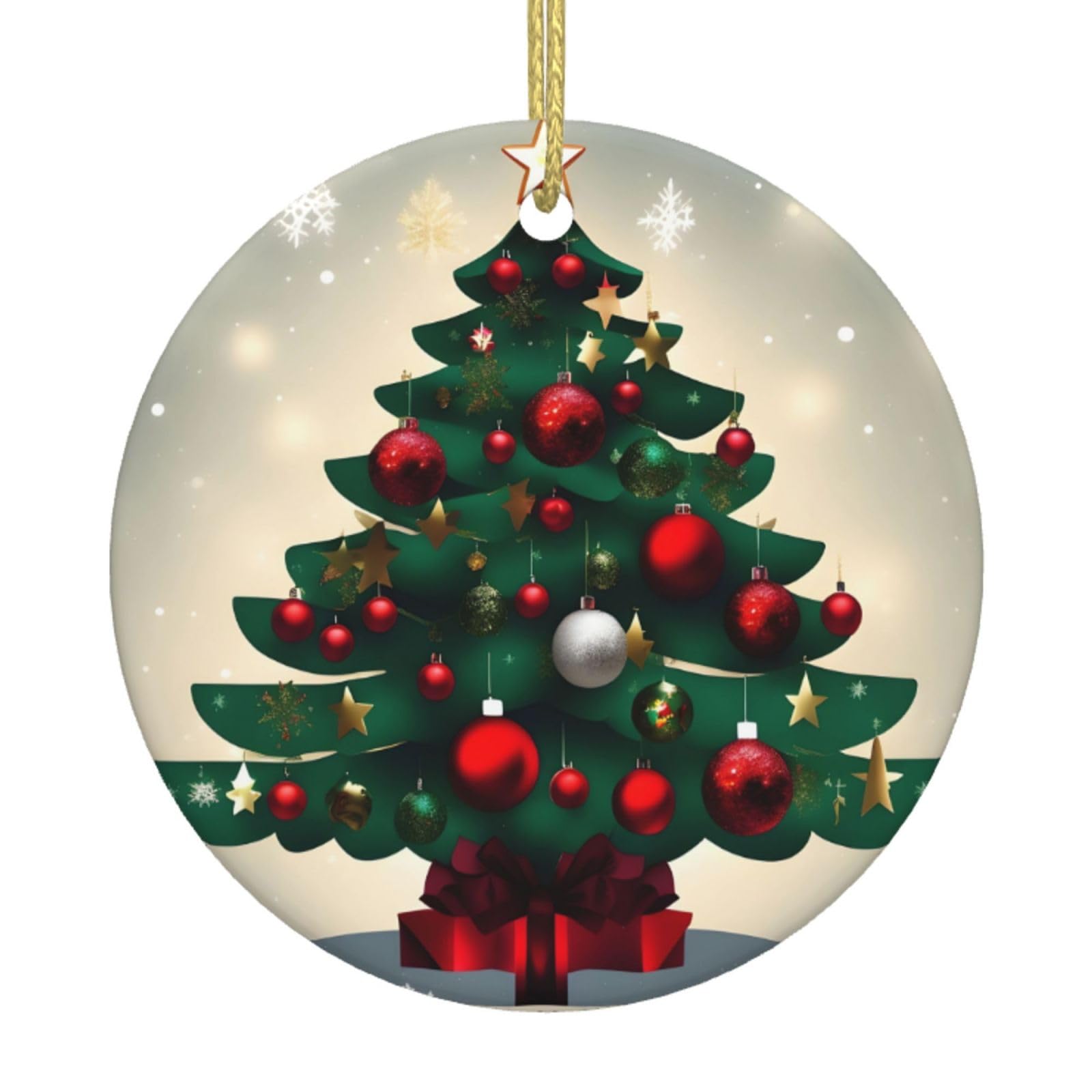 Tree Printed Christmas Tree Ceramic Ornaments Holiday Decoration Christmas Unique Pendant for Christmas Party