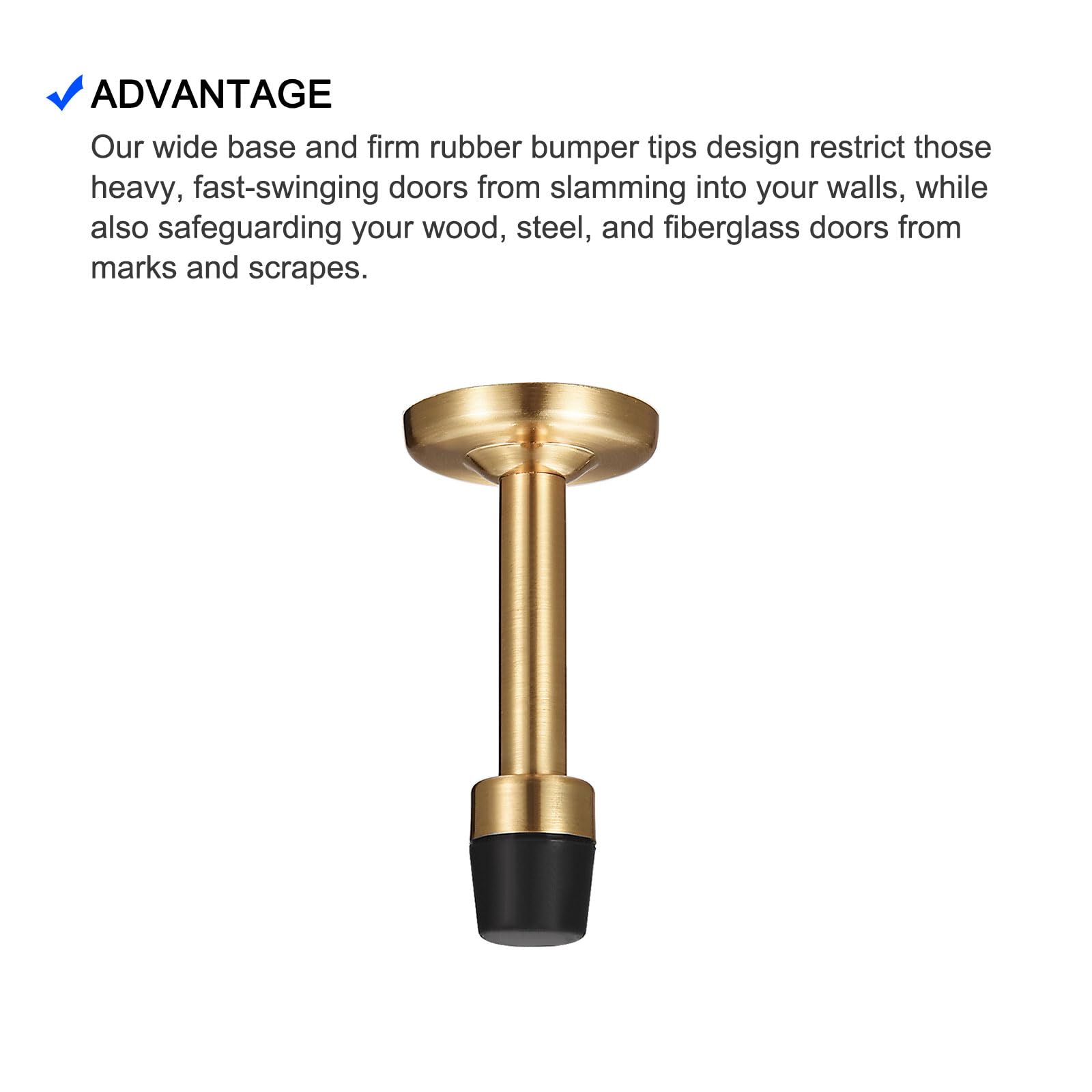 METALLIXITY Door Stop Wall Mount Door Stopper (78mm/3.07") 2pcs, Zinc Alloy Sound Dampening Door Stoppers with Screws - Image 4