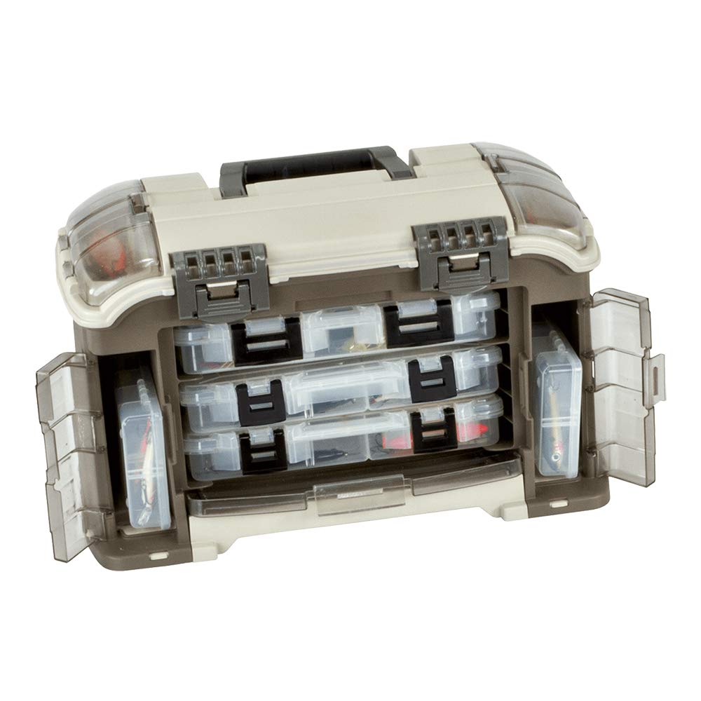 Plano Elite Series Ultimate Angled Tackle System, Graphite & Sandstone, Includes 6 StowAway Utility Boxes, Premium Tackle Storage for Fishing Gear and