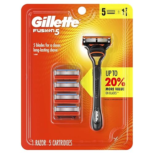 Gillette Fusion5 Maquinilla de afeitar para hombre, mango + 5 repuestos de cuchilla de afeitar