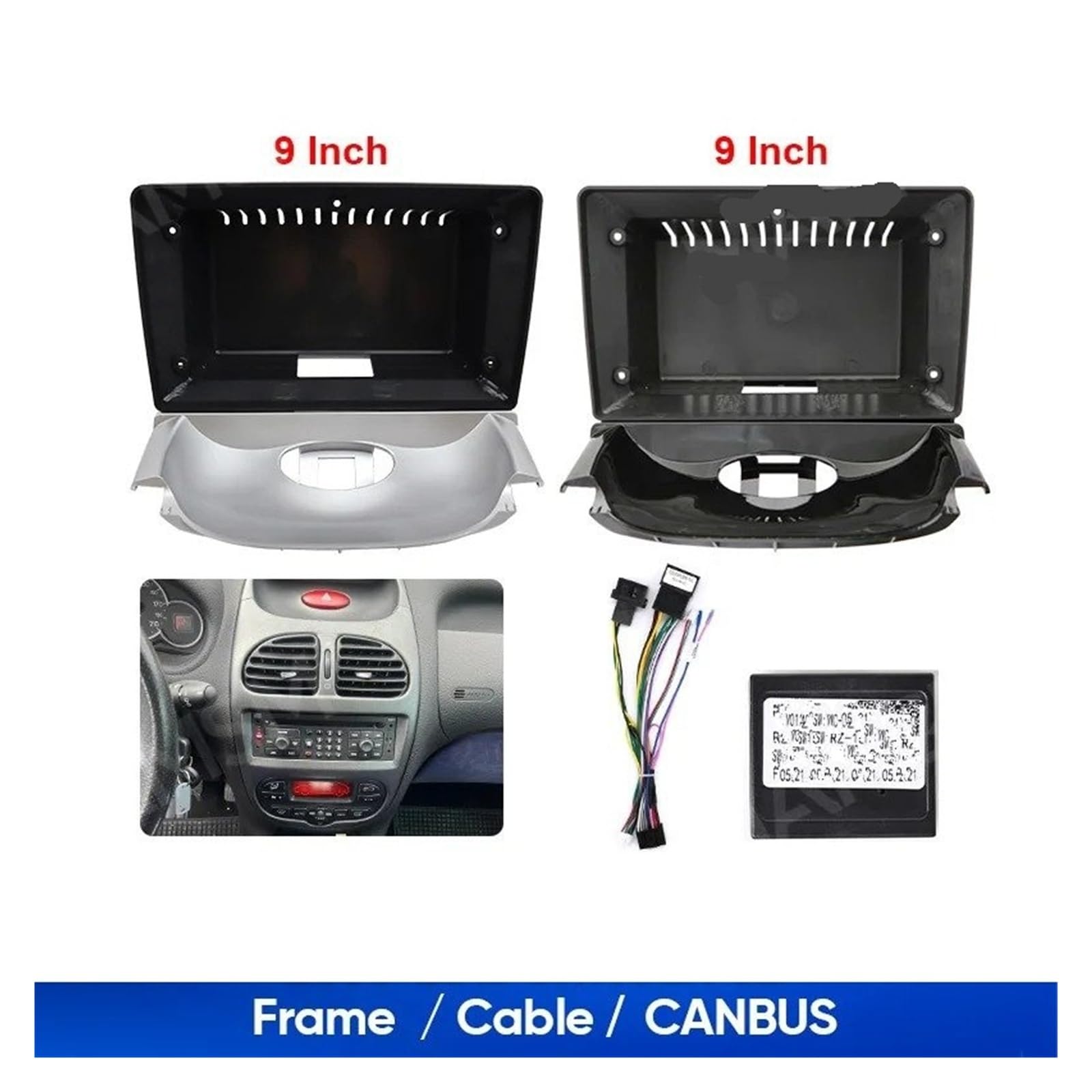 Mascherina Autoradio Cornice Stereo per Peugeot 206 2004 2005 2006 2007 2008 9 Pollici Fasce Auto Radio Player 2 DIN Pannello Cruscotto Cornice di Copertura