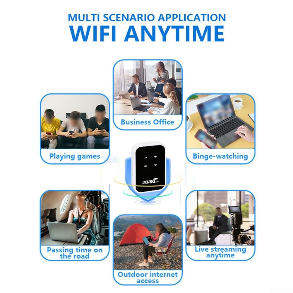 Przenośny router Wi-Fi 4G Kompaktowa i lekka konstrukcja Szybkie połączenie z Internetem Wiele urządzeń Materiał ABS Łatwa instalacja Czarny Biały (czarny)