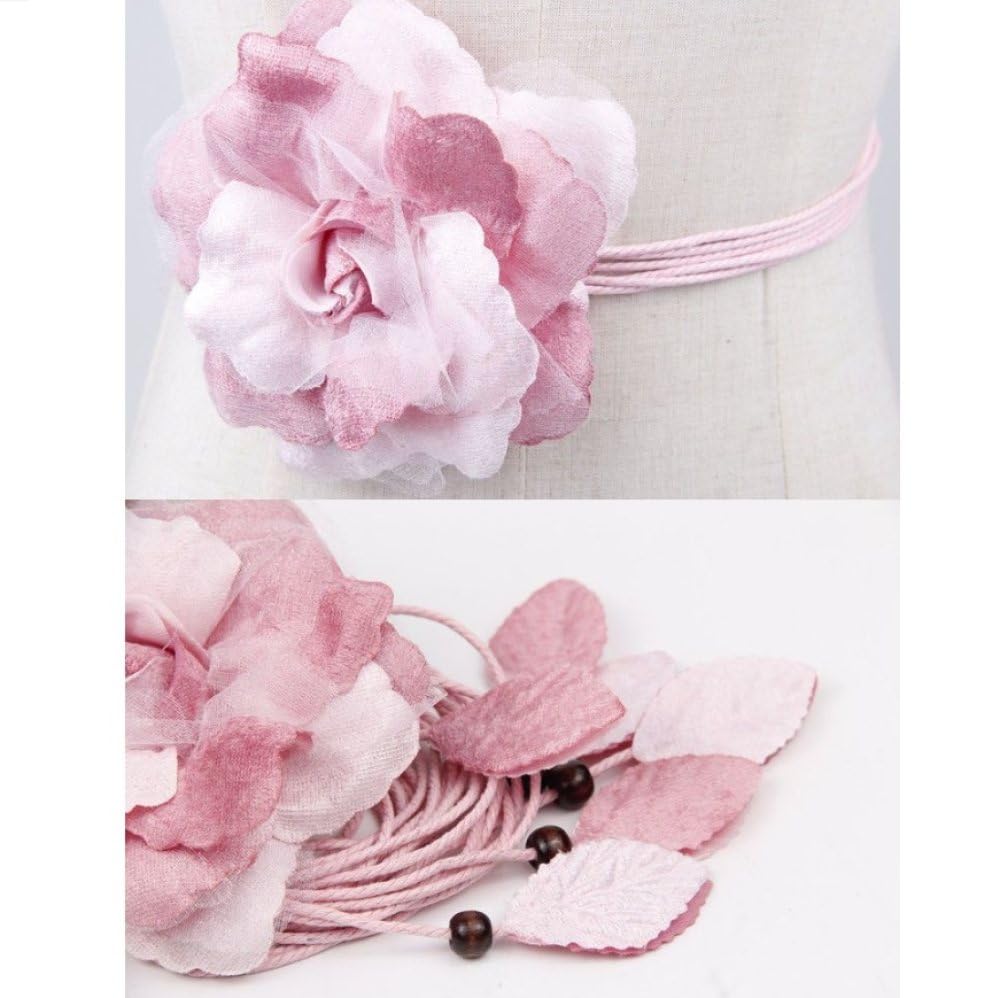 qbodp 2 Pack Curtain Tiebacks Flower Tie Backs for Drapes, Elegant Decorative Curtain Holdbacks Curtain Ties Decorative Rope for Girl Room, Pink