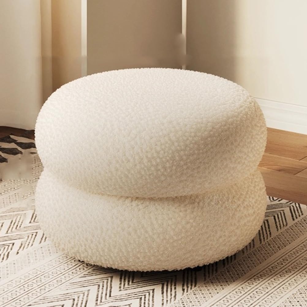 Pouf en sherpa bouclette pour coiffeuse, un repose-pieds de chambre confortable et moderne