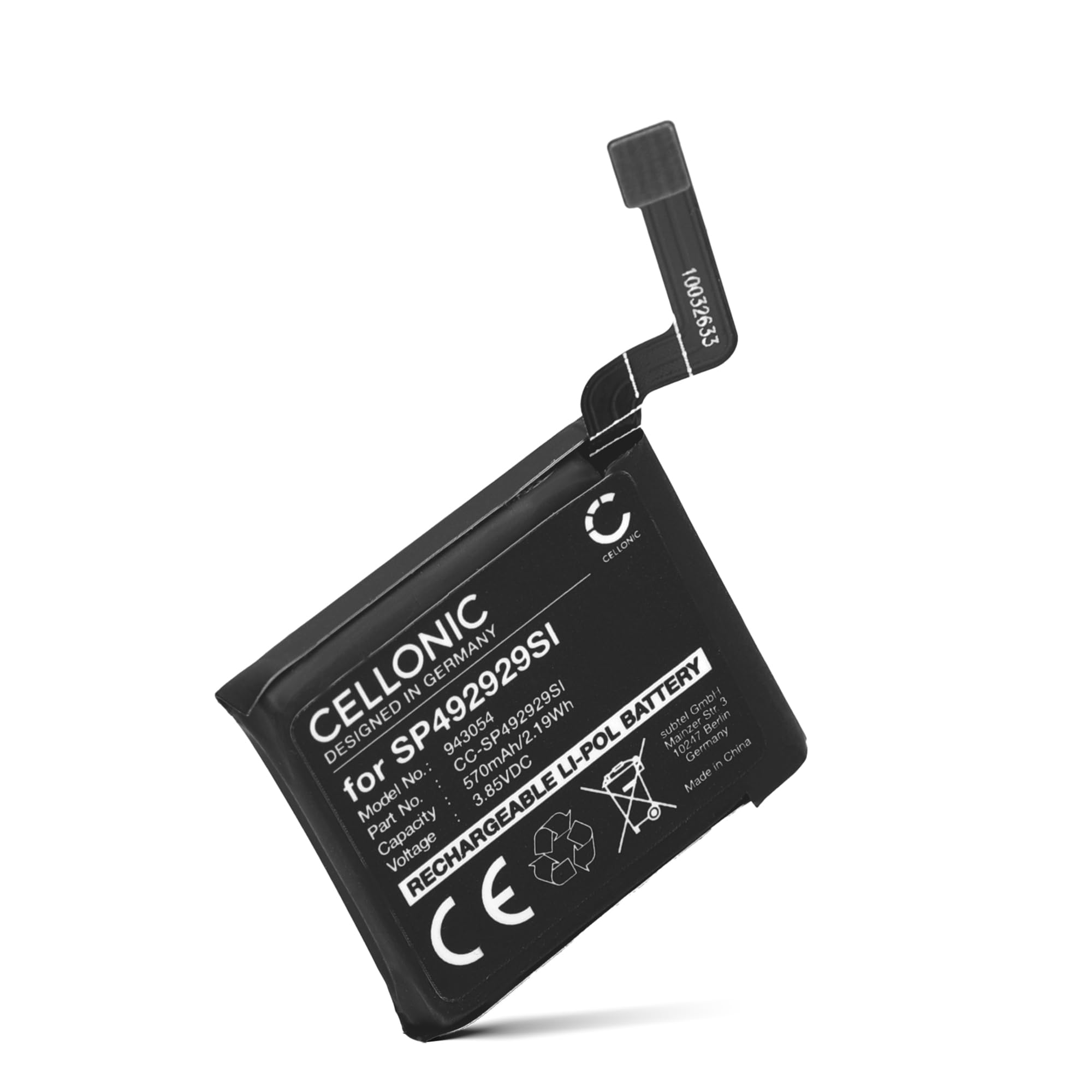 CELLONIC 1x Batería para Smartwatch y Pulsera de Fitness Compatible con TicWatch Pro 3, SP492929SI - (570mAh, 3.85V)