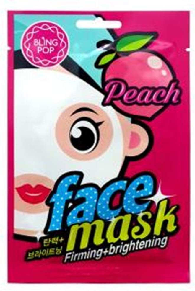 Face Mask Selection (Moisturizing, Collagen, Firming + Brightening, Moisturizing, Charcoal) Made In Korea Pack of 10 (Peach (Firming + Brightening))