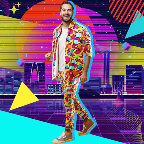 Image of Arssm Retro 80s 90s Outfit Sets for Men Vintage Jacket and Joggers Sweatpants 80s Tracksuit Streetwear