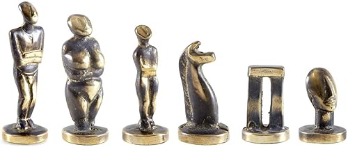 Miniatura 3 de Manopoulos Cycladic Art - Juego de ajedrez pequeño, material de bronce, sin tablero de ajedrez