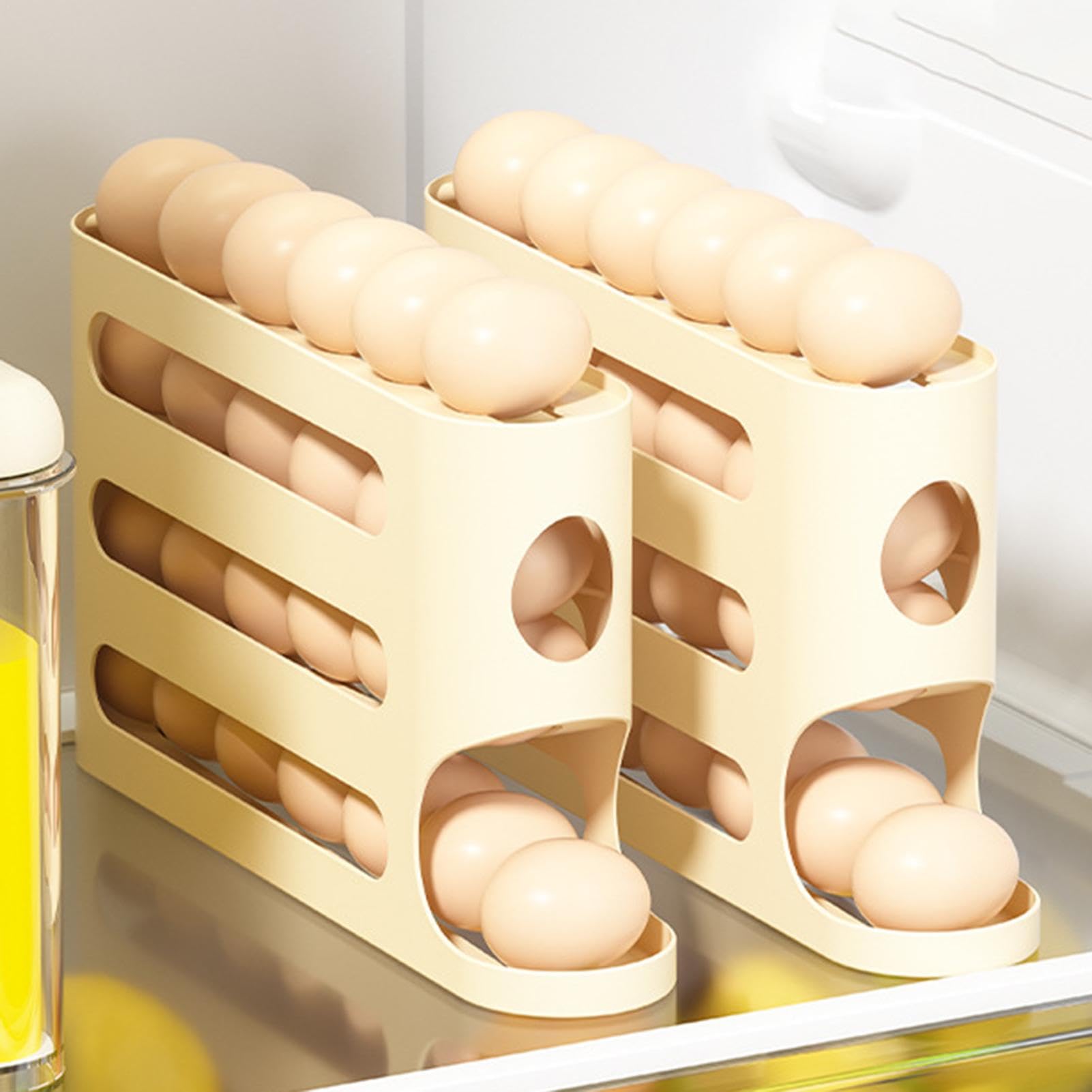 Portauova Frigorifero 4 Ripiani - Dispenser Automatico, Per 30 Uova | Organizzatore Salvaspazio - Foto 5