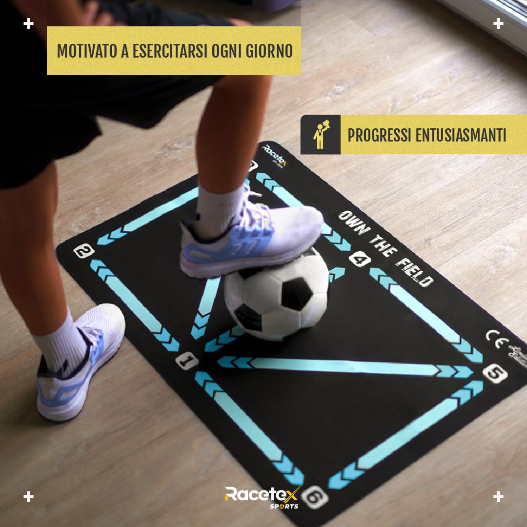 Racetex Tappetino da calcio da allenamento per bambini, 90 x 60 cm, antiscivolo e durevole, tappetino da calcio per allenamento al coperto, per migliorare il controllo della palla e la tecnica