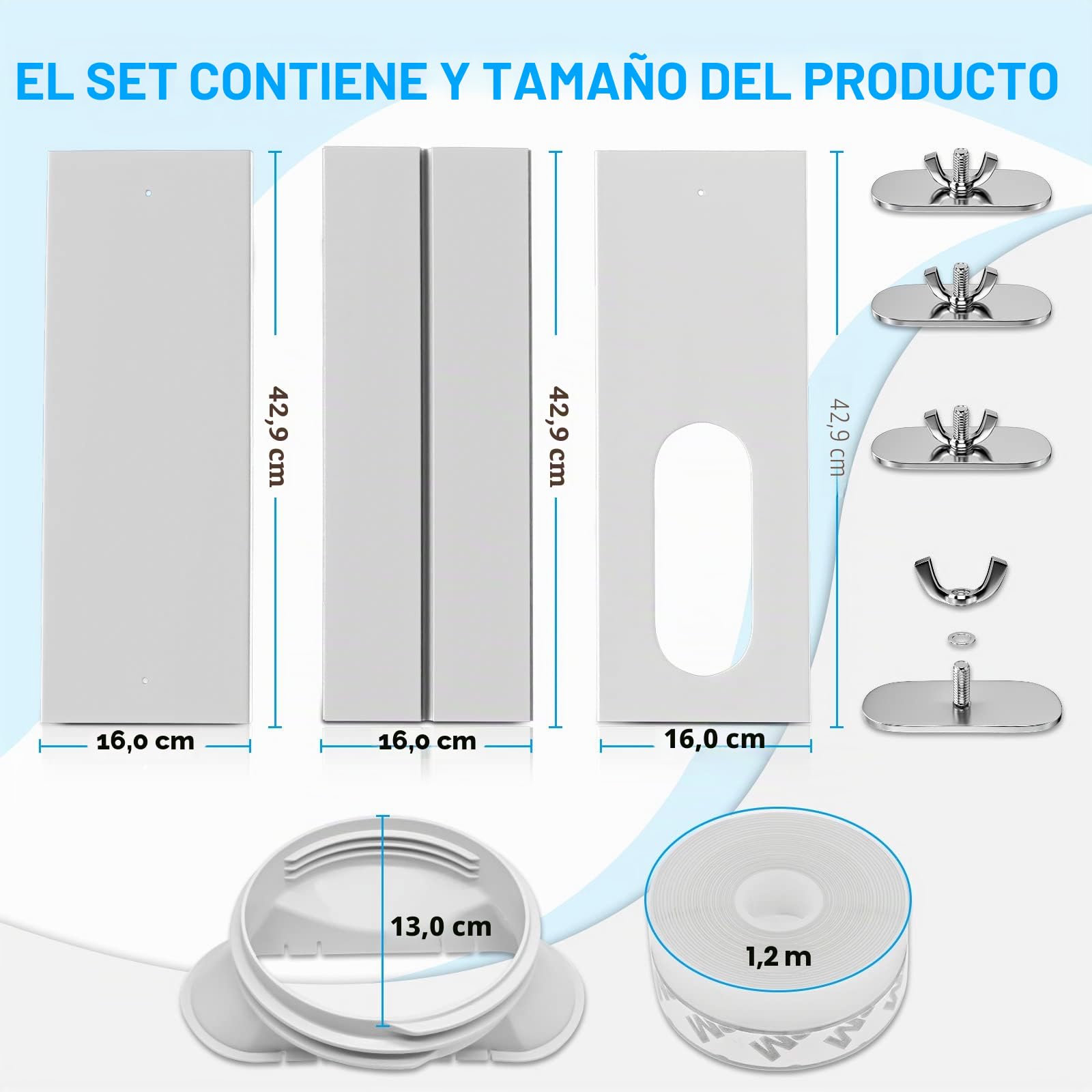 RUIZHI Kit de deslizamiento de ventana ajustable placa aire acondicionado,Placa De Aire Acondicionado Escudo De Viento Para Aire Acondicionado Portátil(13CM (5,0")