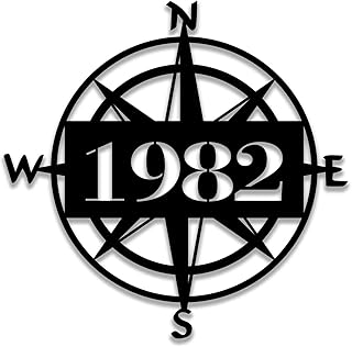 Personalized Nautical Compass Metal with Date, Personalized Nautical Compass Monogram, Nautical Wall Decor,Compass Wall Decor, Housewarming Gift #NU1008A