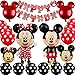 Décorations de Fête Mickey , Ballons de Confettis Rouge Noir Ballons de Fête Mickey Thème Fournitures De Fête De Fête D'anniversaire Décorations Fournitures(rose rouge)