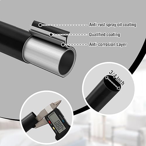 Miniatura 6 de H.VERSAILTEX Barra de cortina corta envolvente negra de 18.5 a 28.5 pulgadas, barras de cortina opacas ajustables de 34 pulgadas para ventanas,