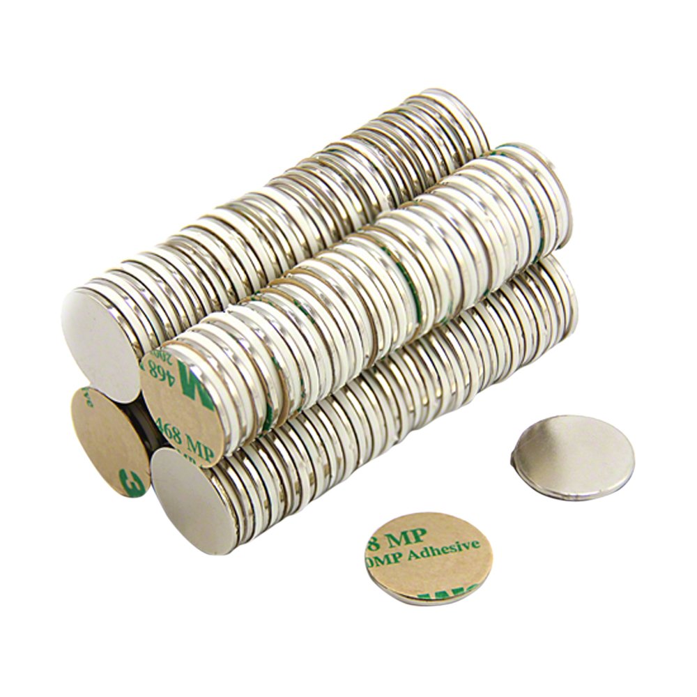 Aimant néodyme de 20 mm x 1.5 mm avec adhésif premium pour fixations durables