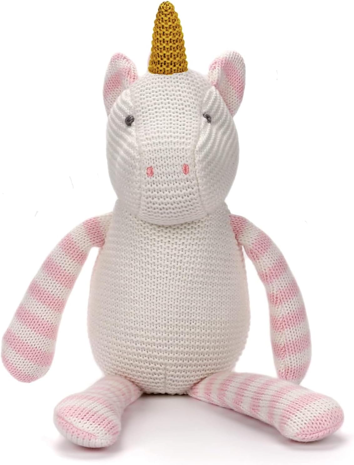 FLUFFYFUN 100% Organic Cotton Pink Unicorn Plush, 7.1" Baby Stuffed Animal for Newborn