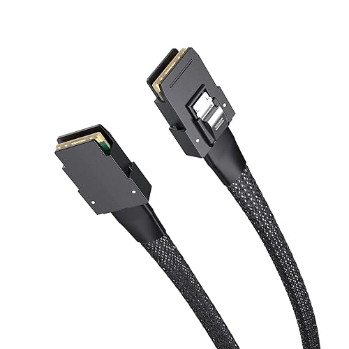 Miniatura 2 de H!Fiber.com Paquete de 2 cables internos Mini SAS SFF-8087 a SFF-8087 de 36 pines, cable interno Mini SAS a Mini SAS, 6 Gbps, 100 ohmios, para