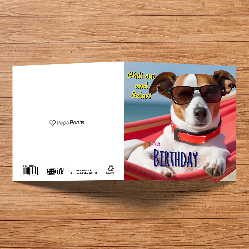Twizler Biglietto Di Auguri Divertente Con Cane In Vasca Idromassaggio - Compleanno, Uomini, Donne, Amanti Dei Cani - Interno Vuoto 15,5 Cm