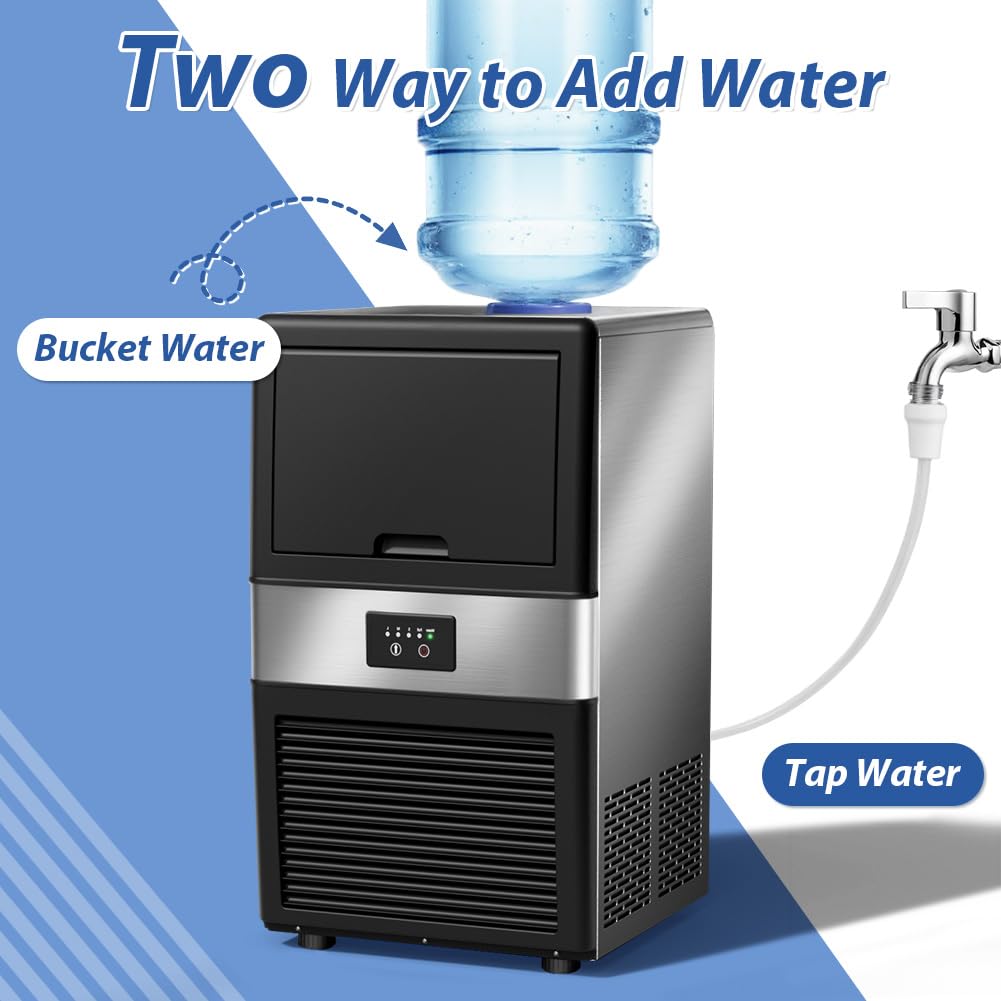 Lifeplus Ice Maker Commercial - 80lbs/24h Ice Machine 32 Ice Cubes In 11-20 Minutes, Freestanding Cabinet Ice Maker With 13 Lbs Storage Bin, 2 Ways Add Water For Bar Home Office Restaurant on Fridge.com - View 3