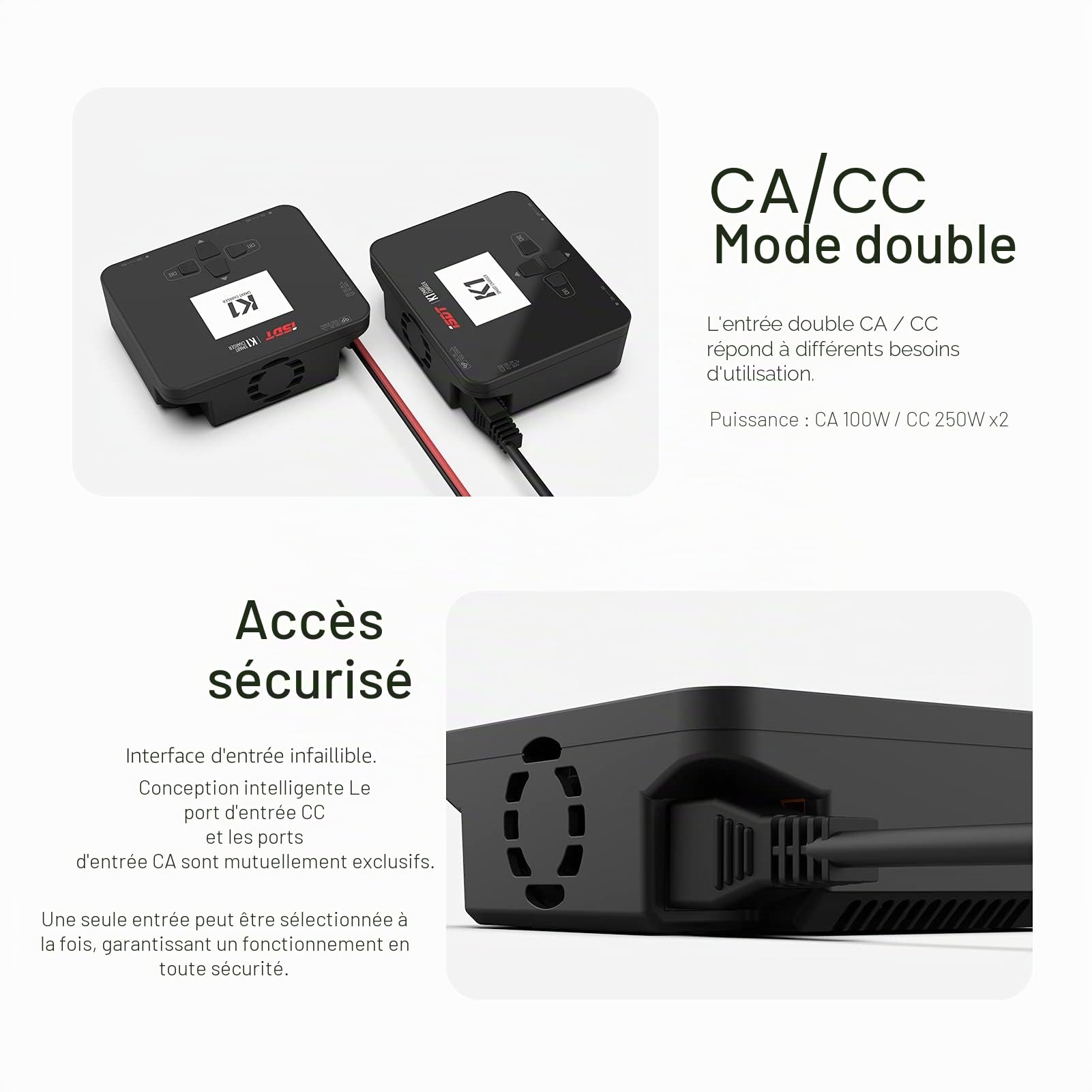 ISDT K1 Lipo Chargeur de batterie AC 100 W / DC 250WX2 Balance pour batteries Life/Lilon/LiPo 1-6S/ LiHv/Pb/NiMH RC