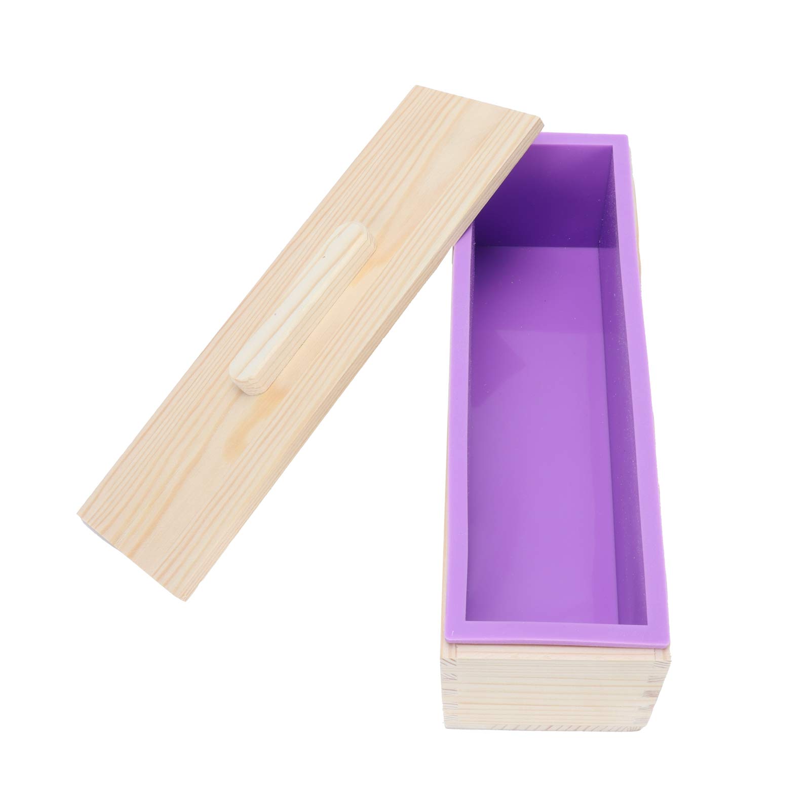 Kit de forma de jabón de silicona para bricolaje |4 en 1 con caja de madera |para (Purple)